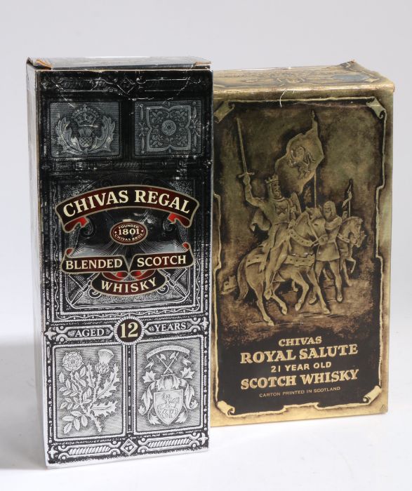 Chivas Royal Salute Blended Scoth Whisky, 21 Years Old, blue bag and boxed; together with Chivas