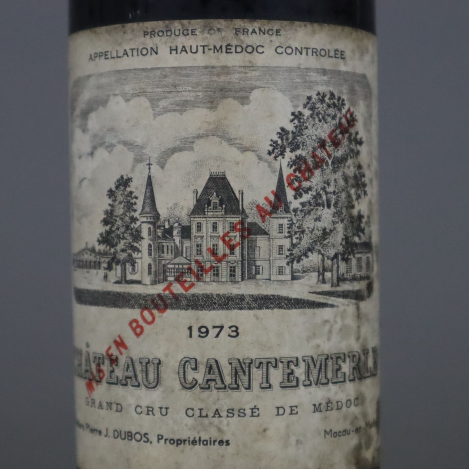 Wein - CHÂTEAU CANTEMERLE 1973, Grand Cru Classé de Médoc, 0,7 Liter, Etikett verschmutzt - Bild 4 aus 6