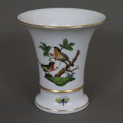 Kleine Trichtervase - Herend, Ungarn, Porzellan, Dekor "Rothschild", polychrome Malerei mit Vogel-u