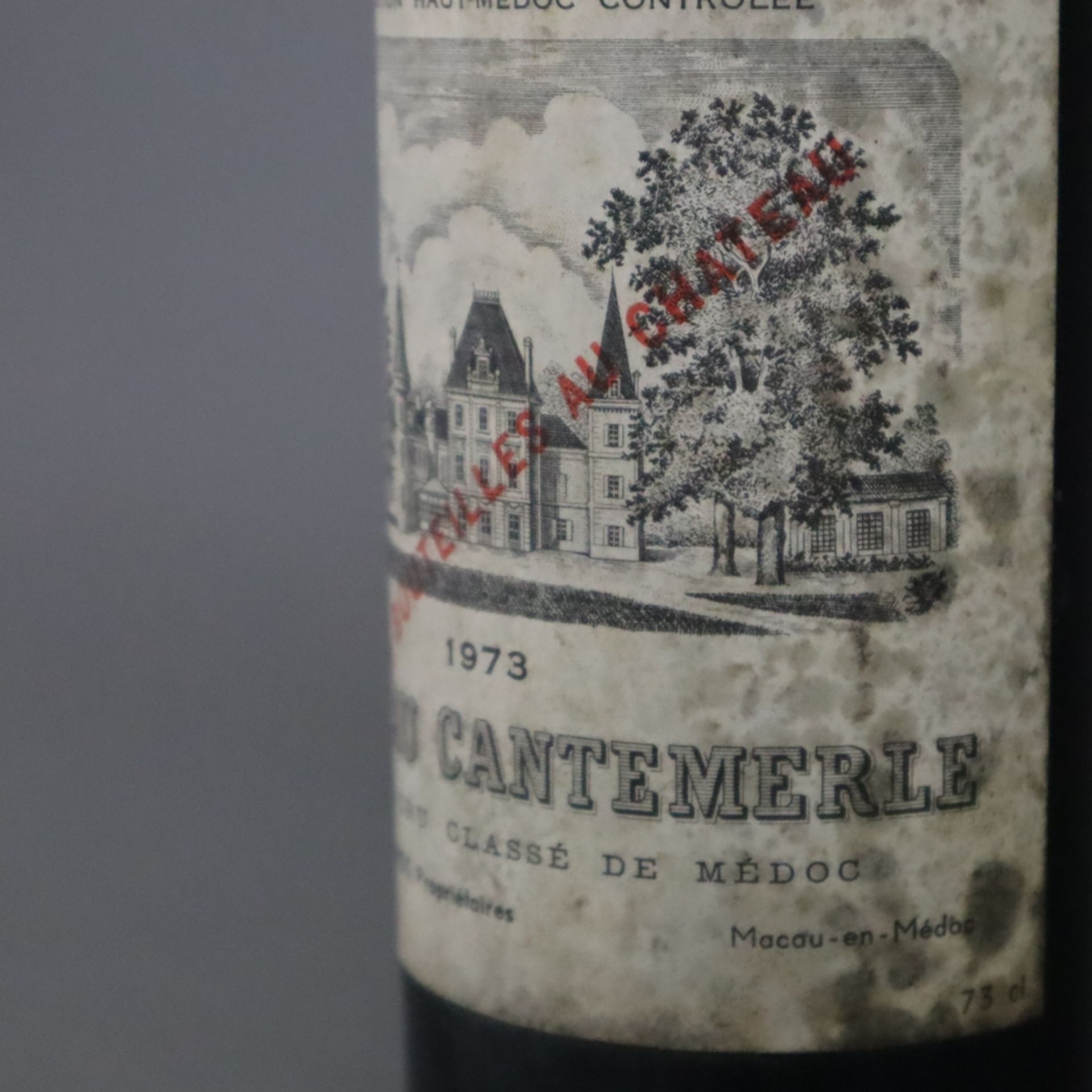 Wein - CHÂTEAU CANTEMERLE 1973, Grand Cru Classé de Médoc, 0,7 Liter, Etikett verschmutzt - Bild 6 aus 6