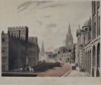 Pugin, Augustus Charles (1762 - 1832, nach) - "High Street. Looking West", Aquatintatafel auf Papie