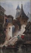 Marny, Paul (1829 Paris - 1914 Whitby, wohl) - Ansicht einer pittoresken mittelalterlichen Stadt mi