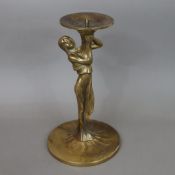 Figürlicher Kerzenleuchter - Bronzelegierung, 1-flammig, Schaft in Gestalt einer Schönheit mit verk