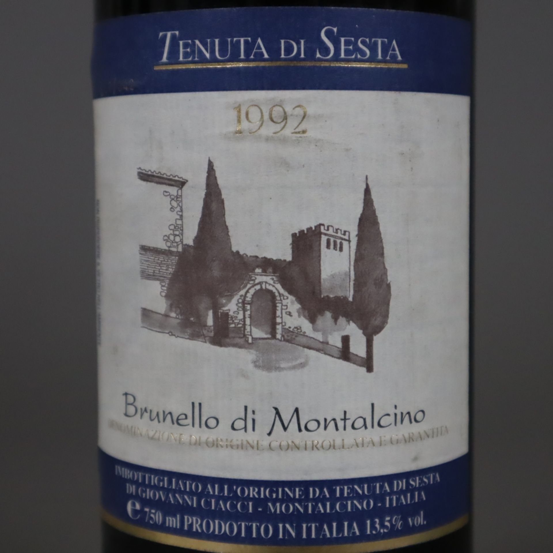 Weinkonvolut - 2 Flaschen, davon 1 Flasche Brunello di Montalcino, Alto di Bruca 2000, 1 Flasche Br - Bild 6 aus 8