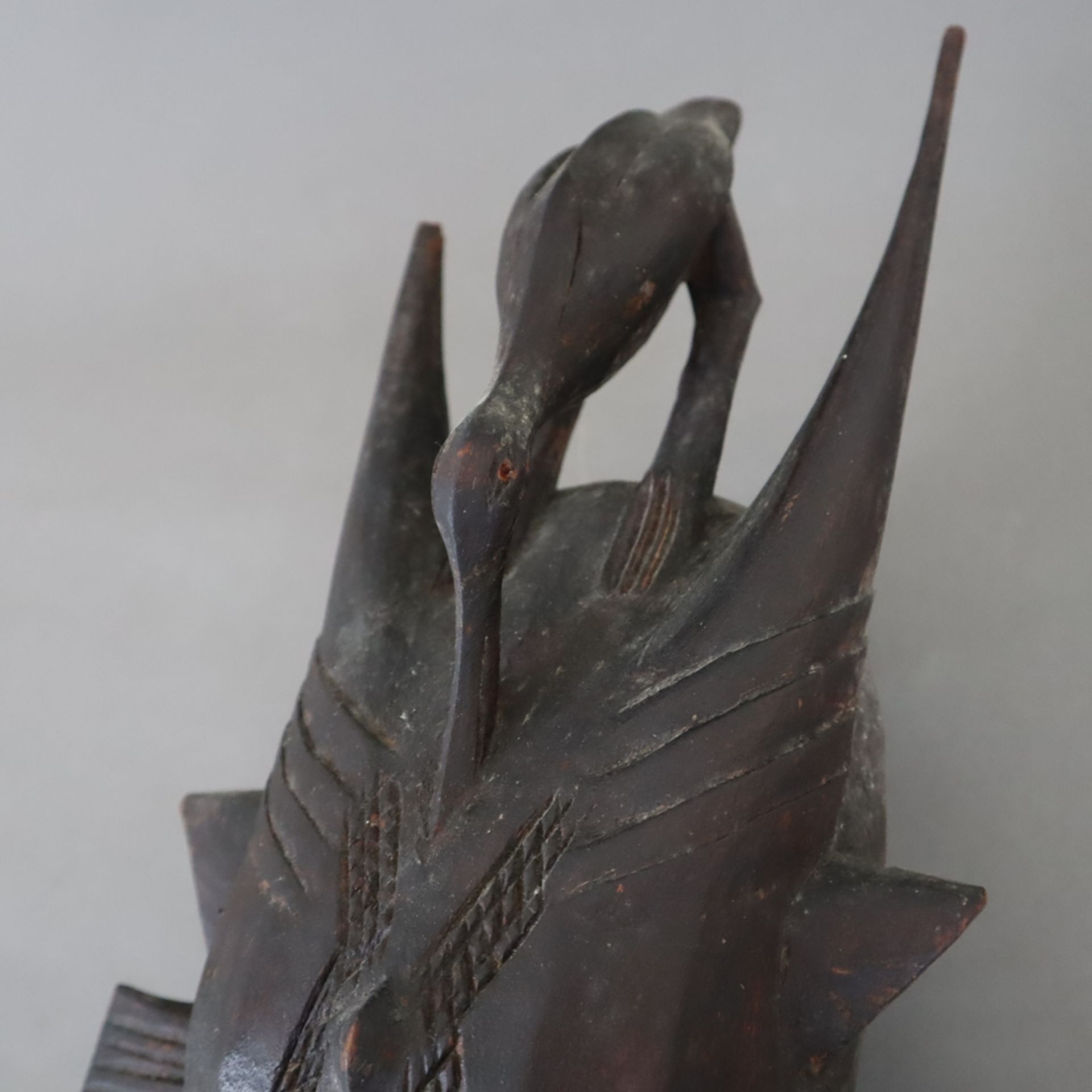 Kpelie-Maske - Senufo, Elfenbeinküste, Holz, geschnitzt, dunkel gefasst, langes Gesicht mit geometr - Bild 4 aus 6