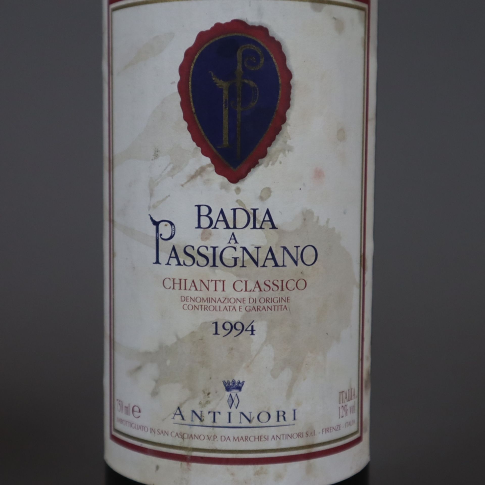 Weinkonvolut - 2 Flaschen, Chianti Classico, Badia a Passignano, Jahrgang 1994 + 1996, 0,7 Liter, E - Bild 3 aus 5