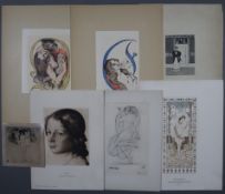 Konvolut Grafik um 1900/1920 - 7-teilig, unterschiedliche Künstler und Techniken, dabei 2x Lovis Co