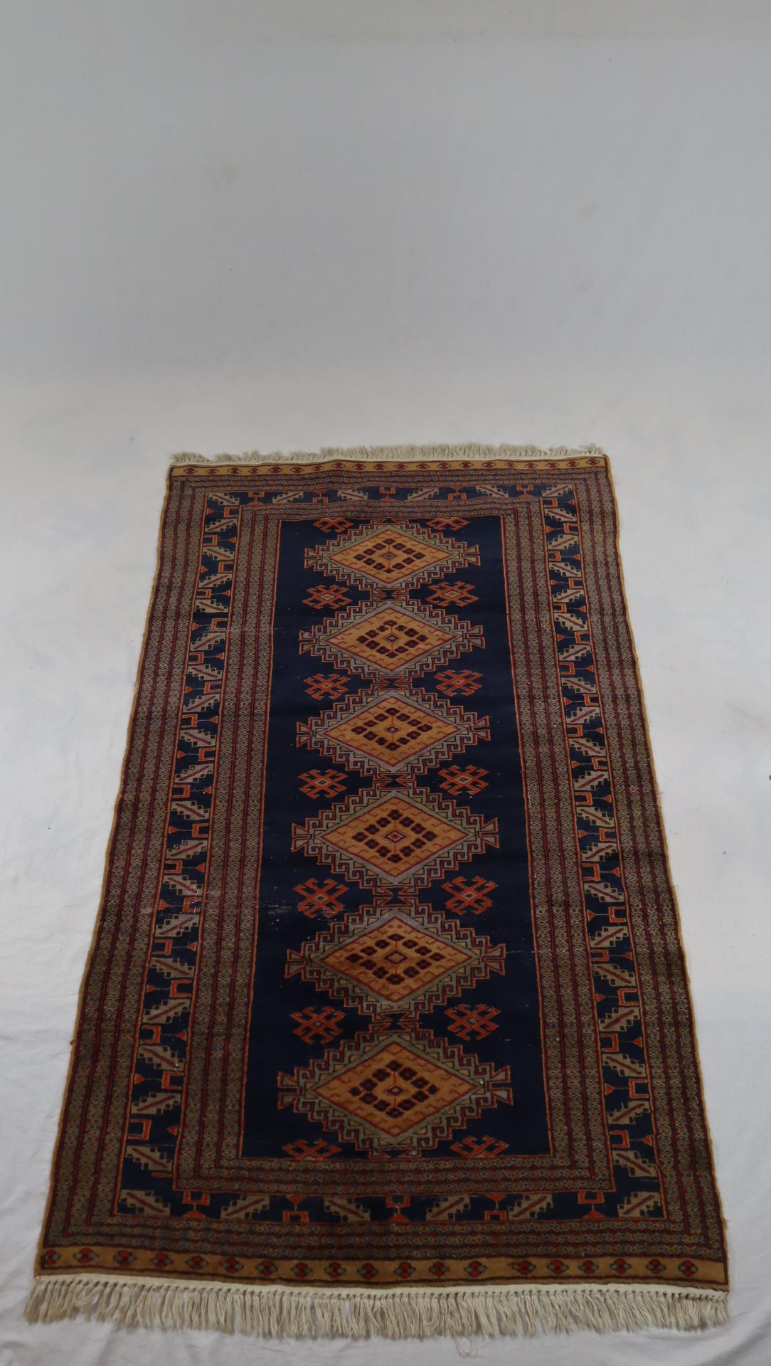 Turkmene - Wolle, ca.194 x 118cm, alte Farben, nicht gereinigt, älter, Gebrauchsspuren