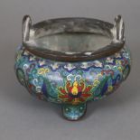 Cloisonné-Weihrauchbrenner aus Bronze - China, späte Qing-Dynastie, tripodes Gefäß vom Typ 'ding',