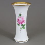 Vase - Meissen, Pfeifferzeit (1924-1934), Dekor "Rote Rose", Keulenform, Porzellan, polychrome flor