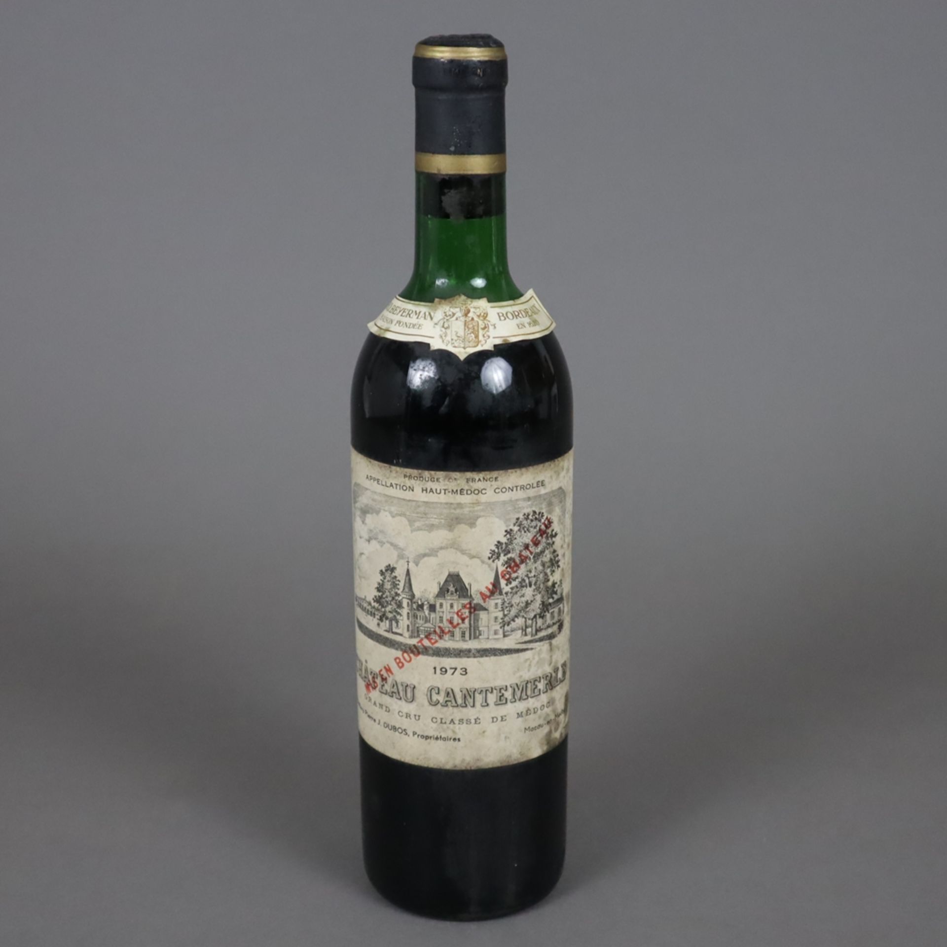Wein - CHÂTEAU CANTEMERLE 1973, Grand Cru Classé de Médoc, 0,7 Liter, Etikett verschmutzt