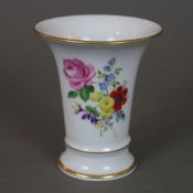 Miniaturvase - Meissen, 20.Jh., polychromer Blumendekor, Porzellan, polychrome Bemalung mit Blumena