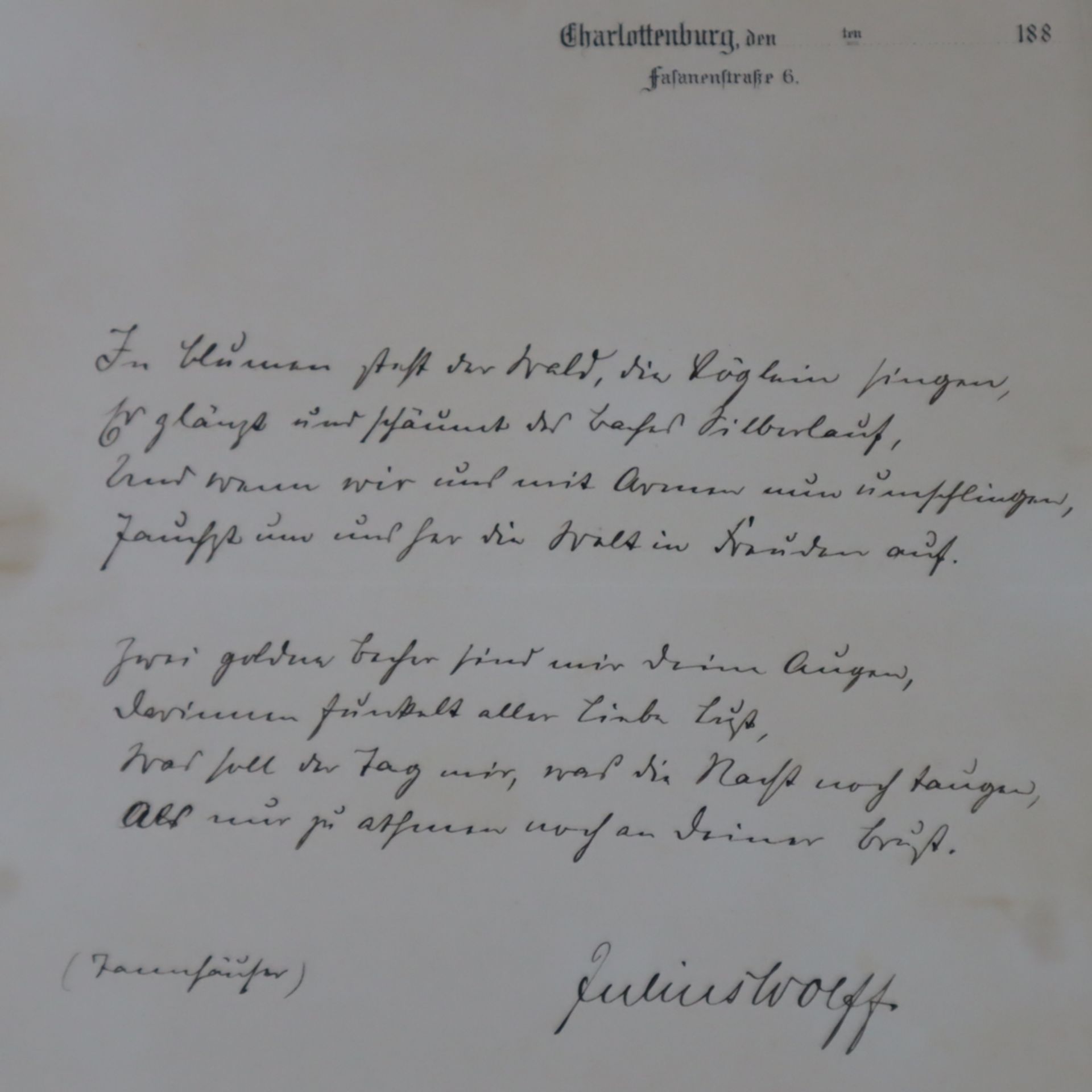 Wolff, Julius (1834 Quedlinburg - 1910 Charlottenburg, deutscher Dichter und Schriftsteller) - Eige