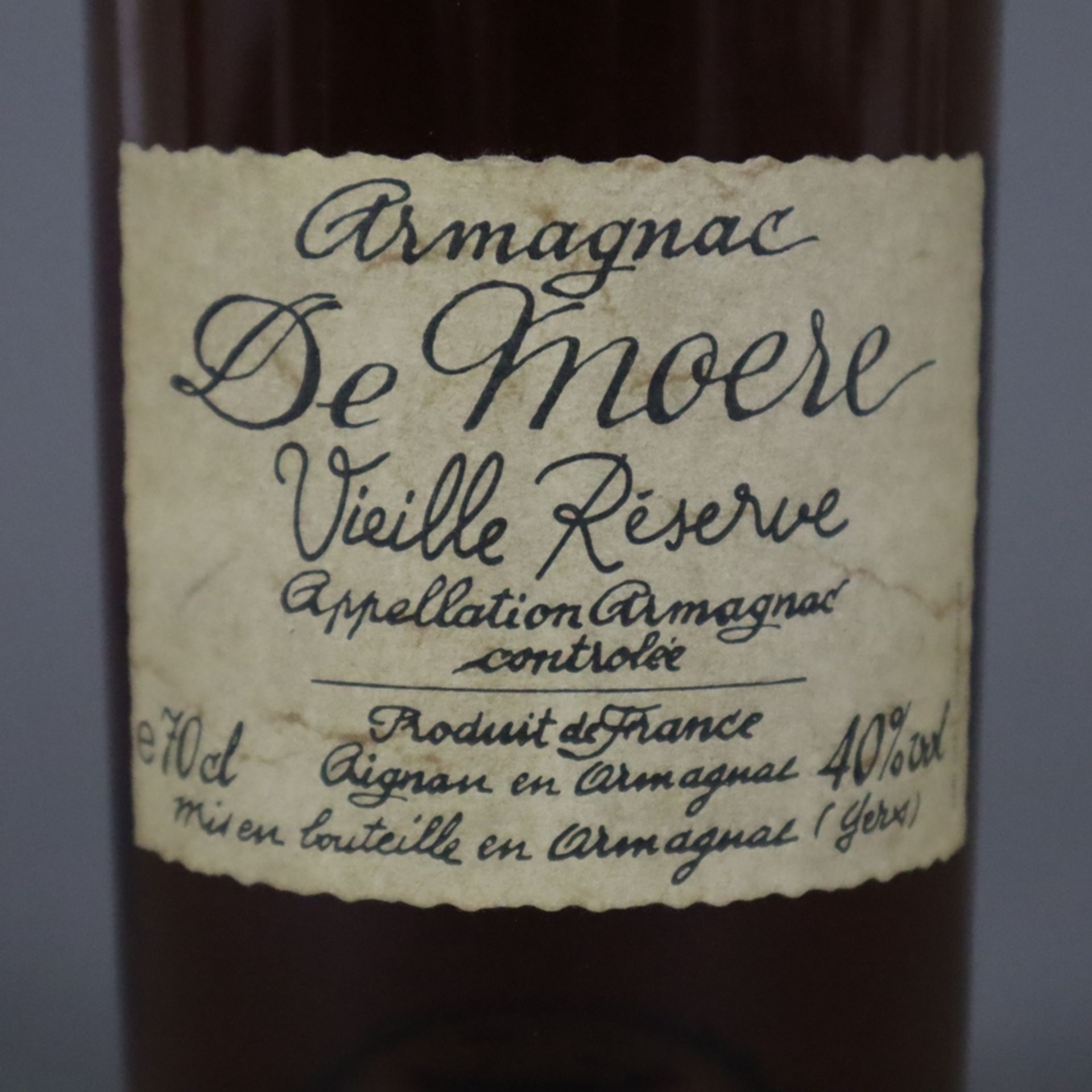 Armagnac - De Moere, Vielle Réserve, 1975, 40% vol. alc., 0,7 Liter - Bild 3 aus 4