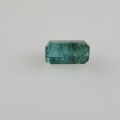 Loser Smaragd - 3,06 ct., bläulich-grün, im Treppenschliff, Maße: 10,9x 5,5x 5,3 mm, Wertgutachten 