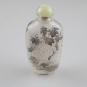Snuffbottle - China, ausgehende Qing-Dynastie, gedrückte Rouleau-Glaswandung, beidseitige Innenwand