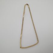 Goldkette - Gelbgold 585/000, gepunzt, feine Gliederkette mit Karabinerverschluss, teils geriffelt,