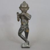 Flöte spielender Krishna - Bronze, Indien, in typischer Pose auf einem quadratischen Sockel stehend