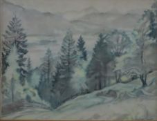 Sieck, Rudolf (1877 Rosenheim - 1957 Prien) - Baumbestandene Landschaft mit Blick in ein weitläufig