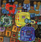 Hundertwasser, Friedensreich (1928-2000) - "Pavillons und Bungalows" (1980), Farbfolien-Offsetdruck