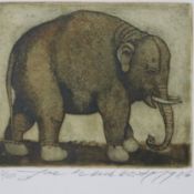 Hackbarth, Joe (1931-2000) - Elefant, 1986, Farbradierung auf Papier, Ex.2/250, unter der Darstellu