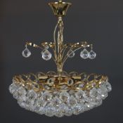 Prunkvoller Deckenlüster mit Swarovski-Kristallen - Metallgestell 24 Karat vergoldet, Kristallglasb