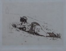 Rops, Félicien (1833-1898) - "Remparts", Radierung, Plattenmaße ca.12,3x16,6cm, im PP montiert, auf