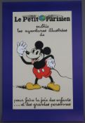 Disney-Poster mit Mickey Mouse - "Le Petit Parisien", Farboffsetdruck auf Halbkarton, Verkerke Gall