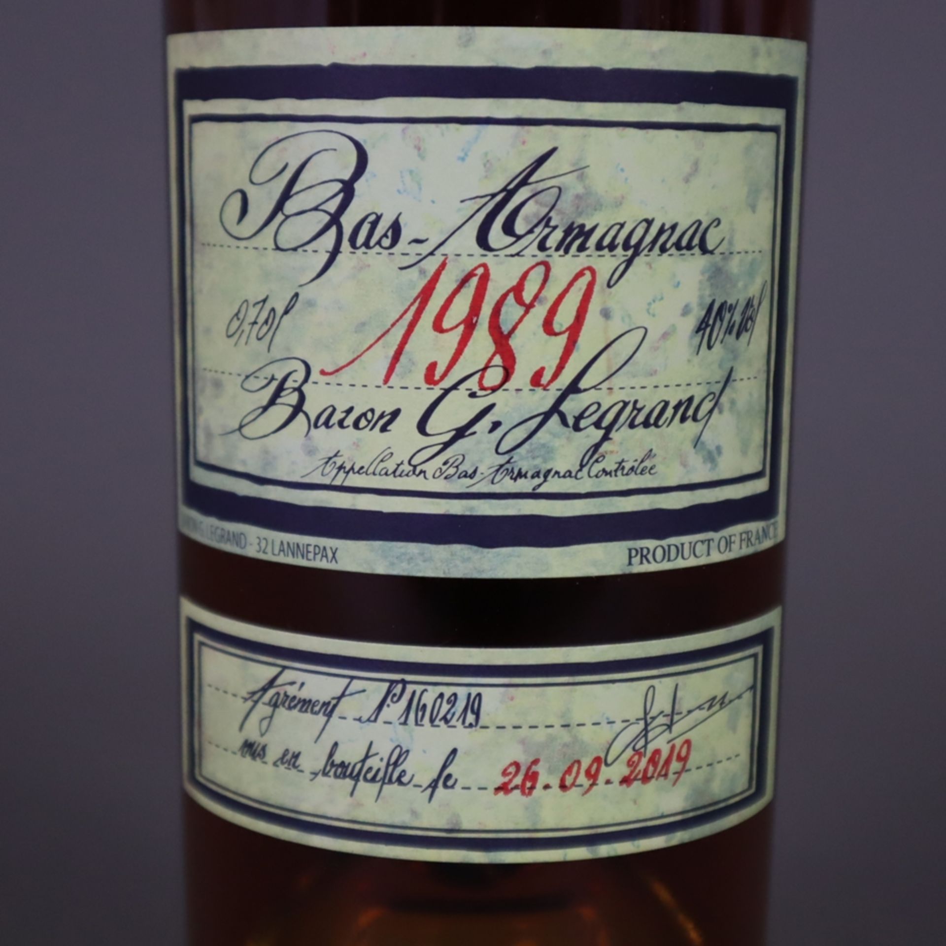 Armagnac - Baron Gaston Legrand, 1989, 0,7 Liter, in Holzbox - Bild 4 aus 8
