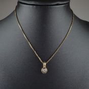 Anhänger mit Brillantsolitär an Venezianerkette - Gelbgold 585/000, beide gestempelt, Clip-Anhänger