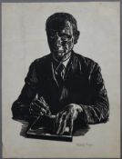 Riege, Rudolf (1892 Hameln - 1959 ebenda) - Selbstportrait, Holzschnitt, unten rechts in Blei hands