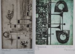 Kochashian, Reina (1923 Gallipoli - 1995)- "I gravure" und "Chartres I", 1962, zwei Radierungen, je