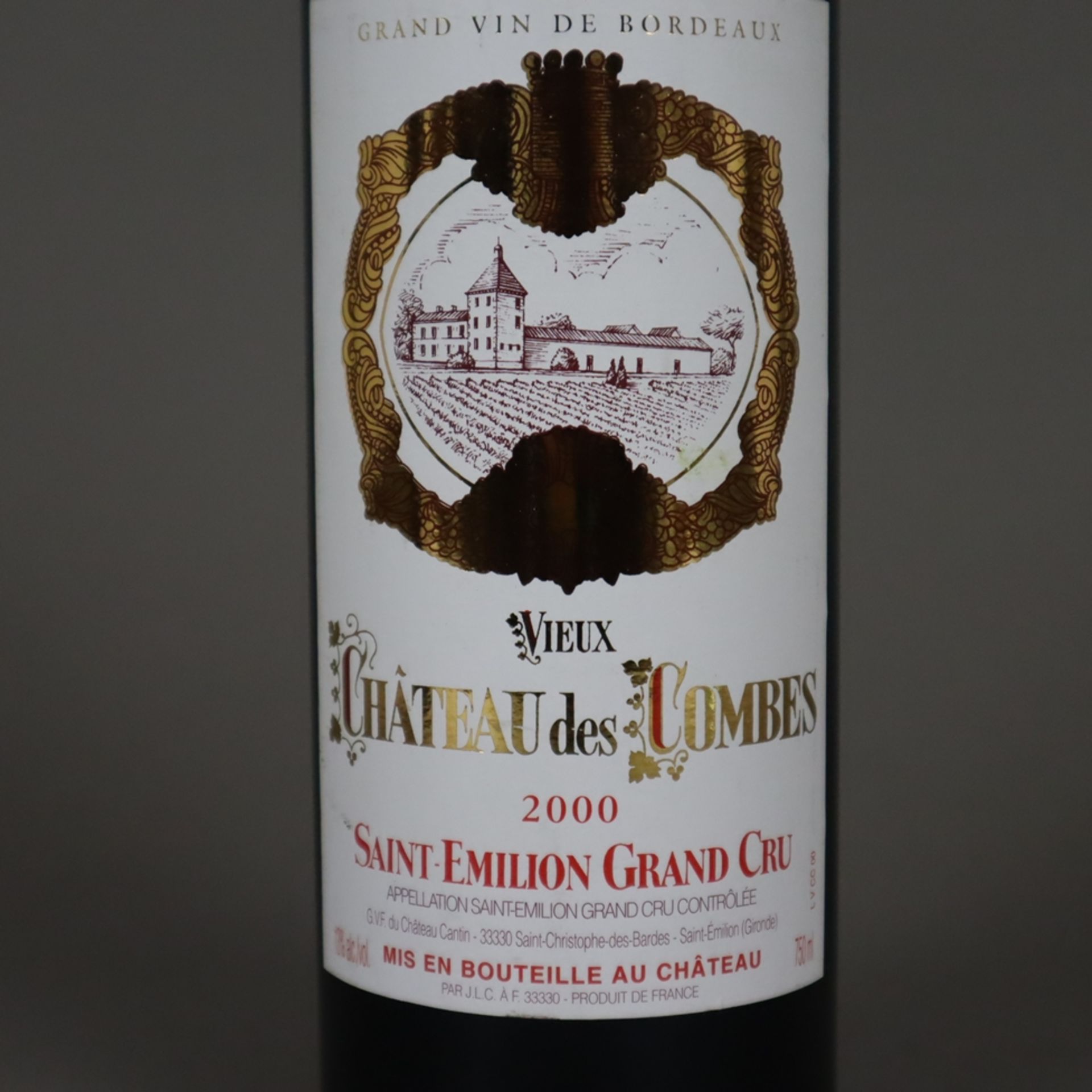 Weinkonvolut - 2 Flaschen, Vieux Château des Combes, Saint-Émilion Grand Cru 2000, jeweils 0,7 Lite - Bild 3 aus 6