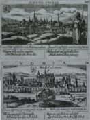 Zwei Ansichten aus Meissner's Schatzkästchen - Kupferstiche, 17.Jh., "Butzbach in der Wetterau" und
