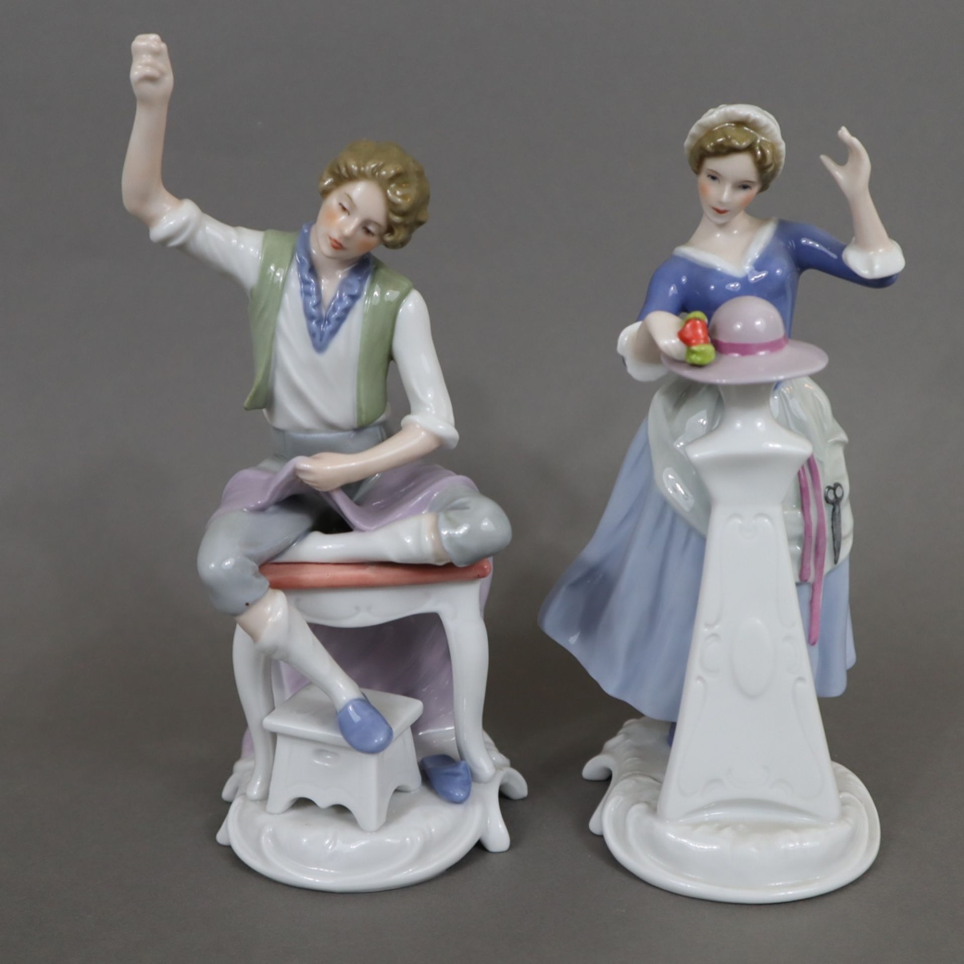 Satz Handwerkerfiguren - 6-tlg, Goebel, Porzellan, polychrom bemalt in Pastelltönen, vollständige S - Bild 3 aus 8