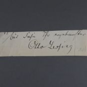 Lessing, Otto (1846 Düsseldorf - 1912 Berlin, dt. Bildhauer) - Fragment eines Schreibens mit eigenh