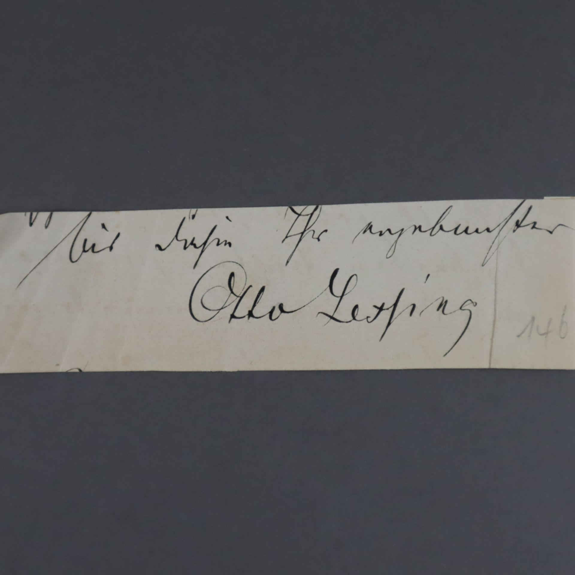 Lessing, Otto (1846 Düsseldorf - 1912 Berlin, dt. Bildhauer) - Fragment eines Schreibens mit eigenh