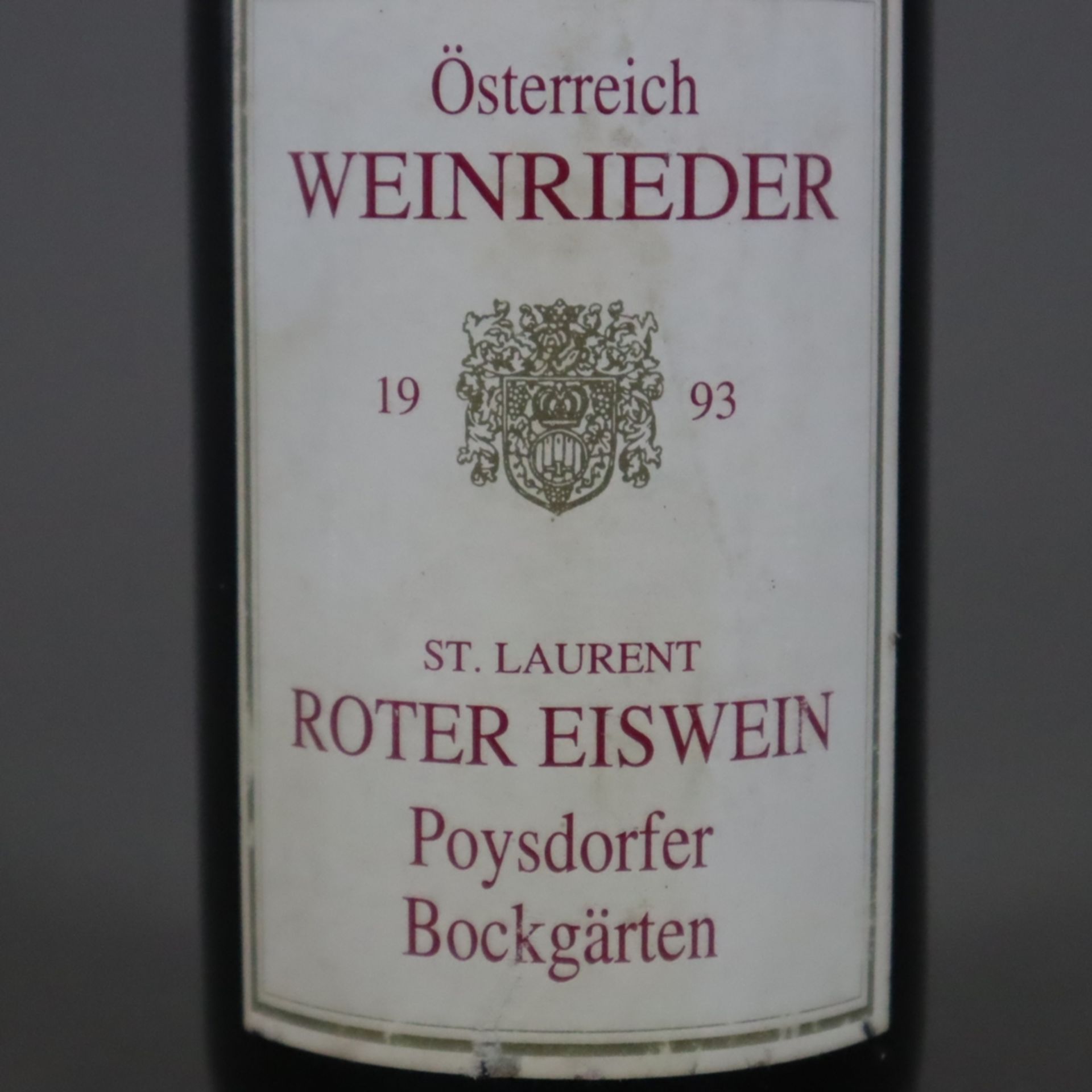 Konvolut Roter Eiswein - 6 Flaschen, Österreich Weinrieder 1993, St. Laurent, Poysdorfer Bockgärten - Bild 3 aus 4