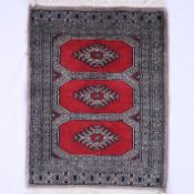 Poschti - Pakistan, Wolle, ornamentales Muster, Gebrauchsspuren, ca.60x46cm