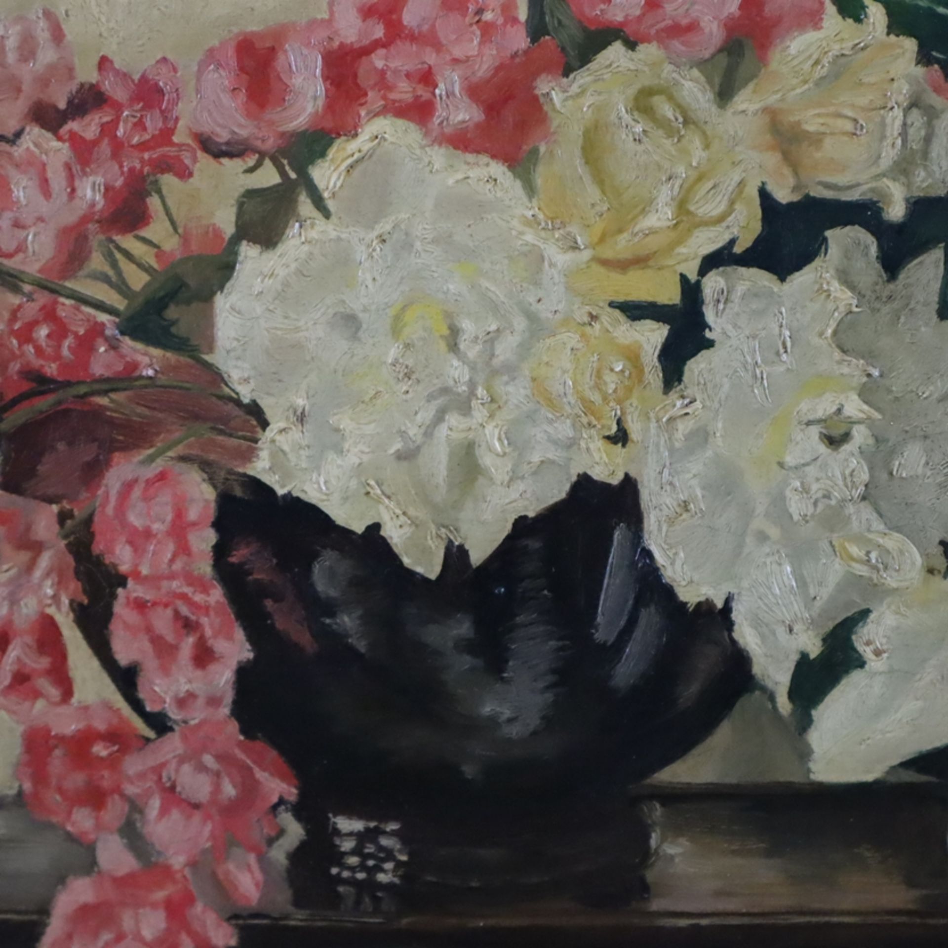 Unbekannte/r Künstler/in-nach 1900 - Stillleben mit Blüten in Vase und Keramikschale auf einer Anri - Image 5 of 10