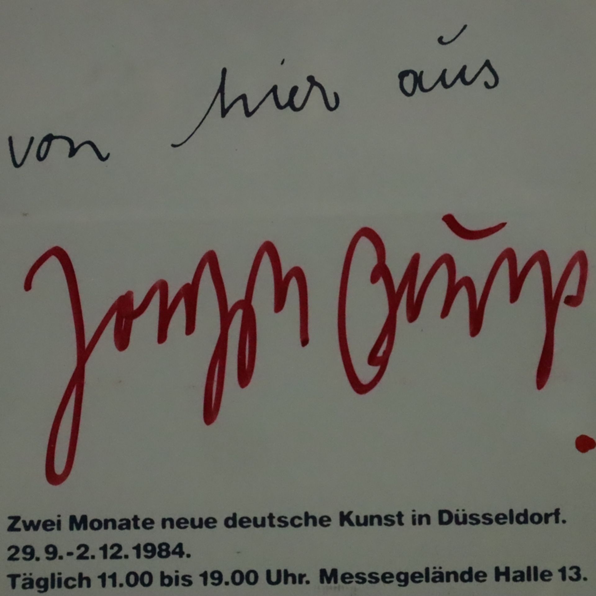 Beuys, Joseph (1921 Krefeld - 1986 Düsseldorf) - "von hier aus", handsignierter Sticker für die gle - Image 3 of 3