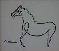 Picasso, Pablo (1881-1973) - „Pferd", rasterloser Druck in Schwarz, links unten im Druck signiert "