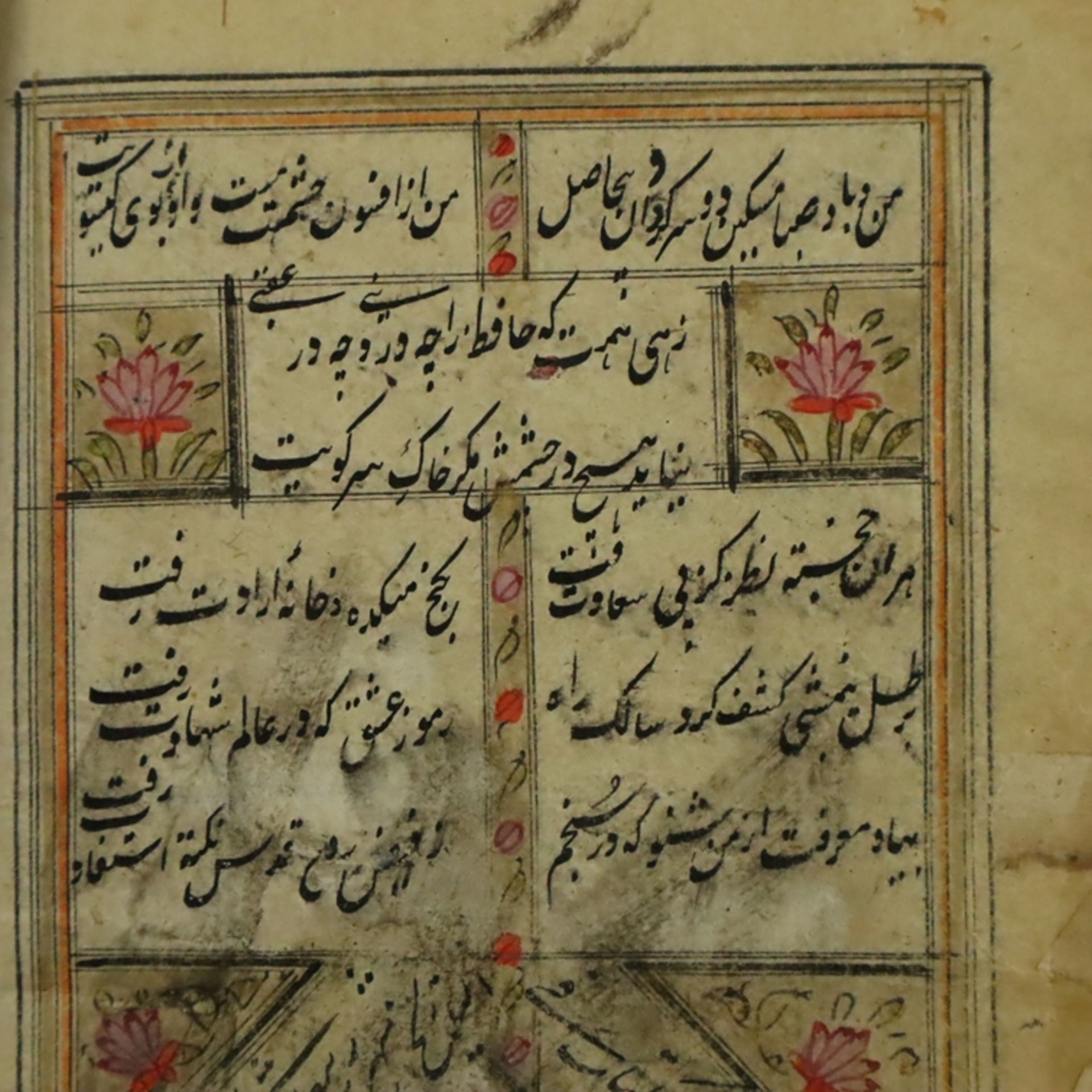Illuminiertes Gedichtband - Persien, kalligraphische Handschrift auf geglättetem Papier, Leistenrah - Bild 2 aus 8