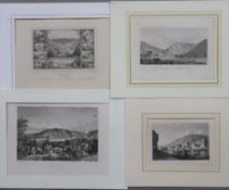 Vier Ansichten von Bad Ems - Mitte 19. Jahrhunderts, 3x Stahlstiche, 1x Kupferstich, ca.13x18 bis 2