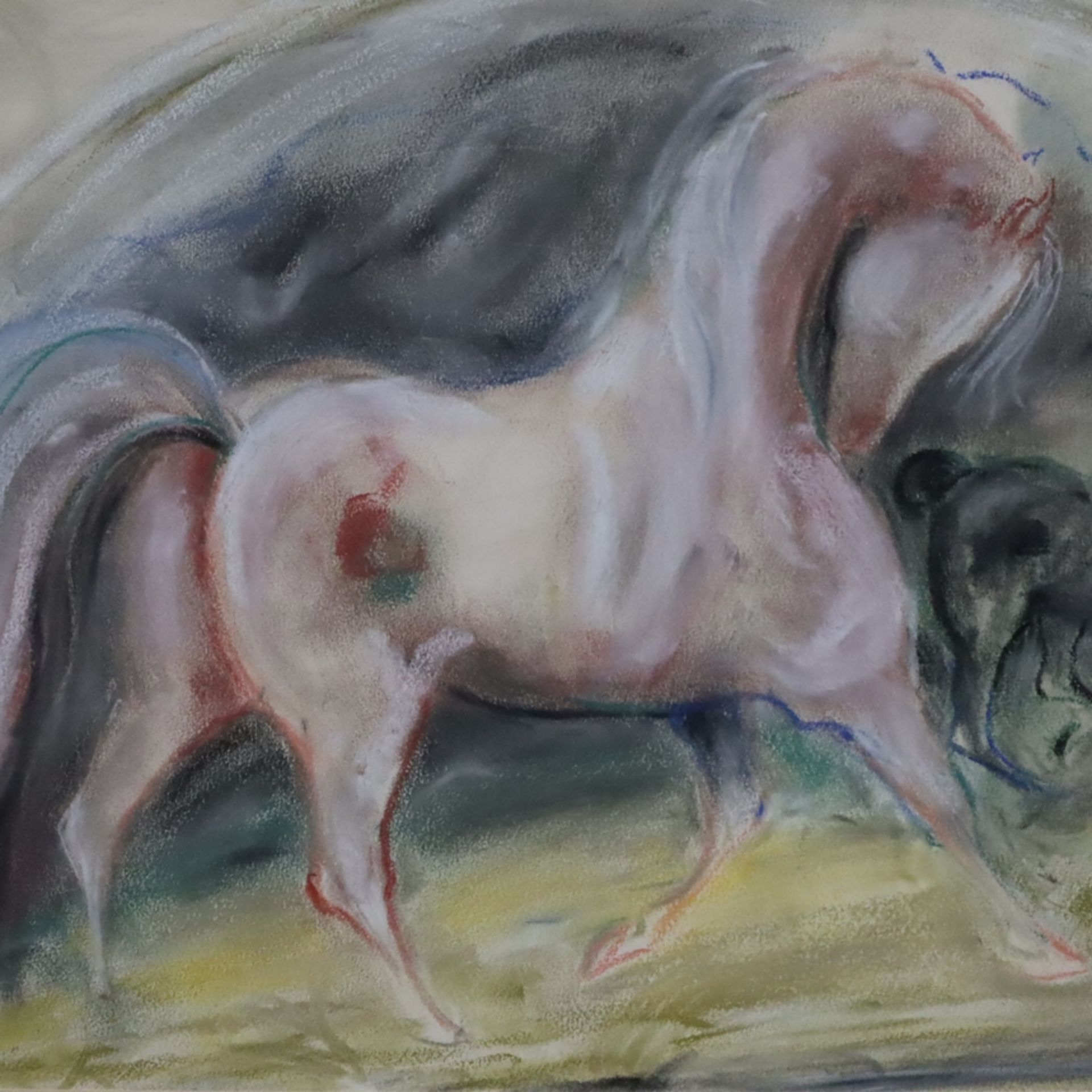 Keller (20.Jh.) - Komposition mit zwei Pferden, Pastellzeichnung auf Papier, unten rechts signiert, - Bild 3 aus 7