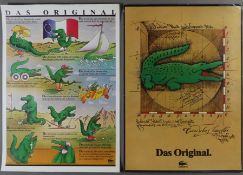 Zwei Werbeplakate "Lacoste. Das Original" - Farbkunstdruck, Blattmaße jeweils ca. 83,5 x 59 cm, ung