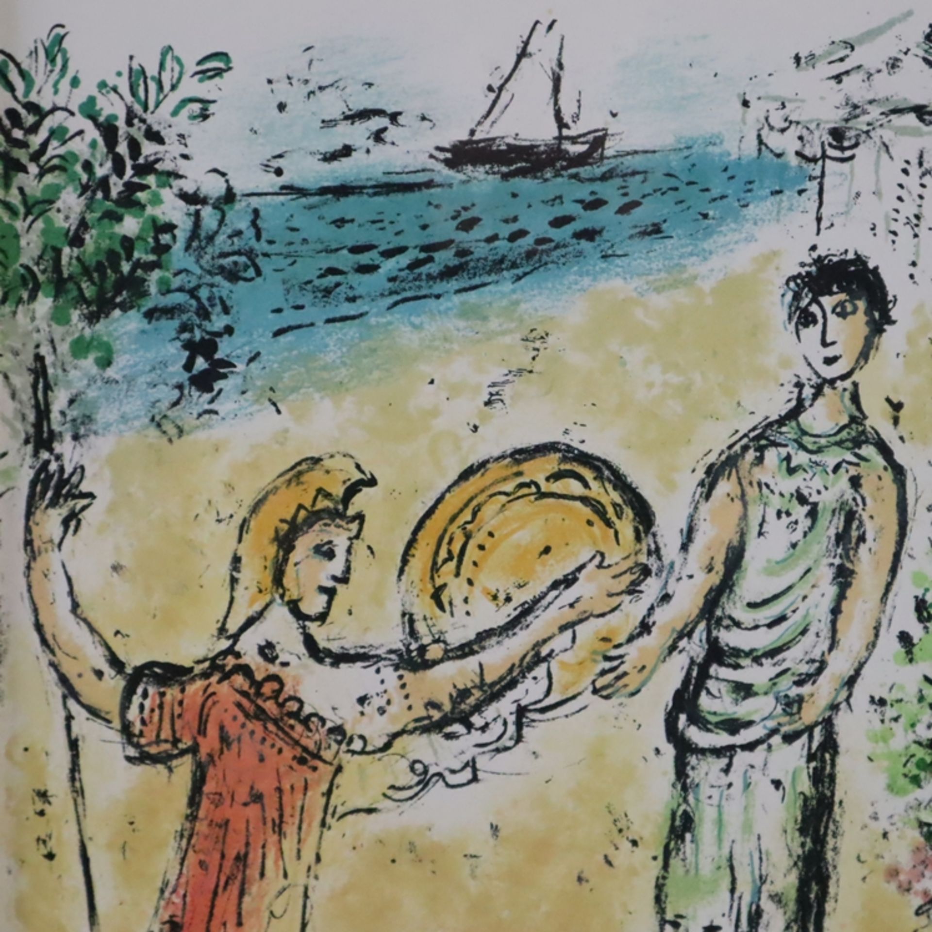 Chagall Marc ((1887-1985) - „Athéna et Télémaque“, Farblithografie aus Homère, L'Odyssée II, überau - Image 3 of 4