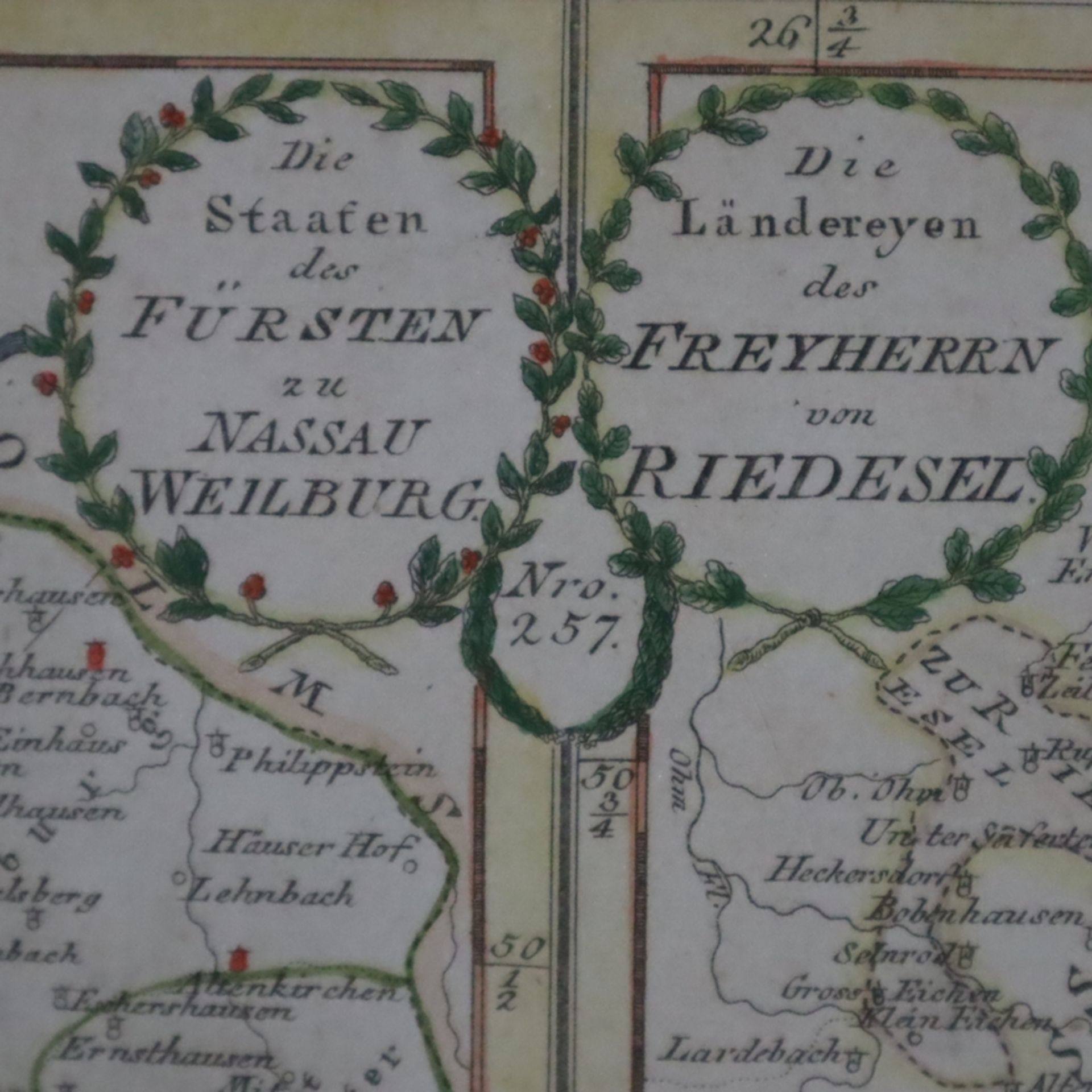Landkarte - "Die Staaten des Fürsten zu Nassau Weilburg" und "Die Ländereien des Freyherrn von Ried - Image 3 of 6