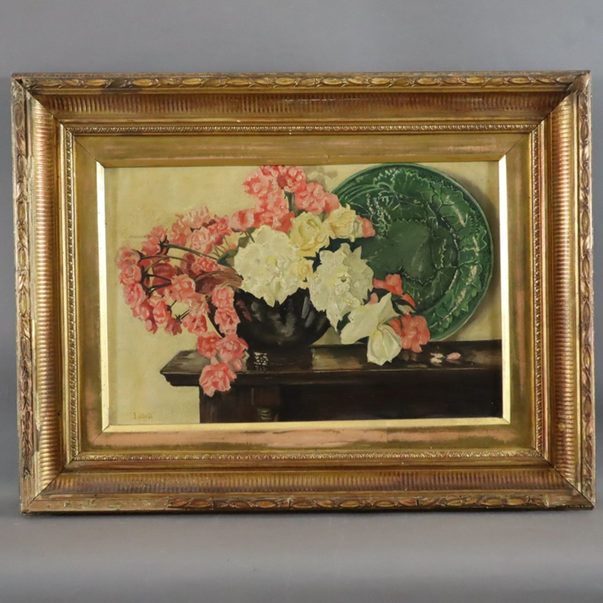 Unbekannte/r Künstler/in-nach 1900 - Stillleben mit Blüten in Vase und Keramikschale auf einer Anri - Image 2 of 10