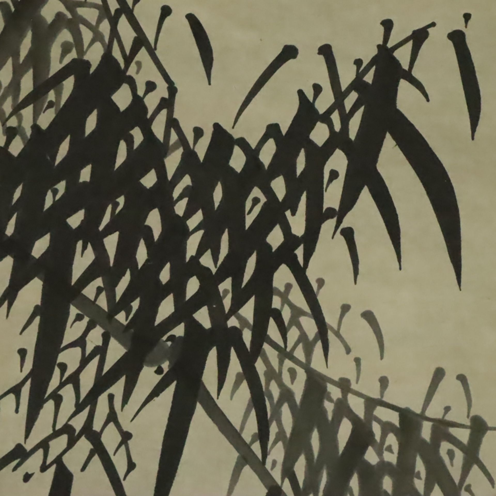 Chinesisches Rollbild - Bambus, Tusche und leichte Farben auf Papier, in chinesischer Kalligraphie - Image 4 of 9